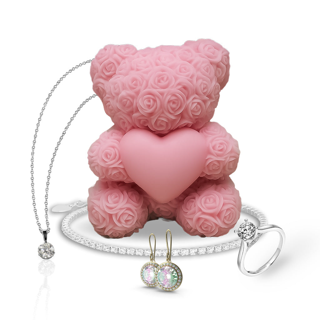 GIANT TEDDY BEAR HOLDING HEART JEWELRY WAX MELT