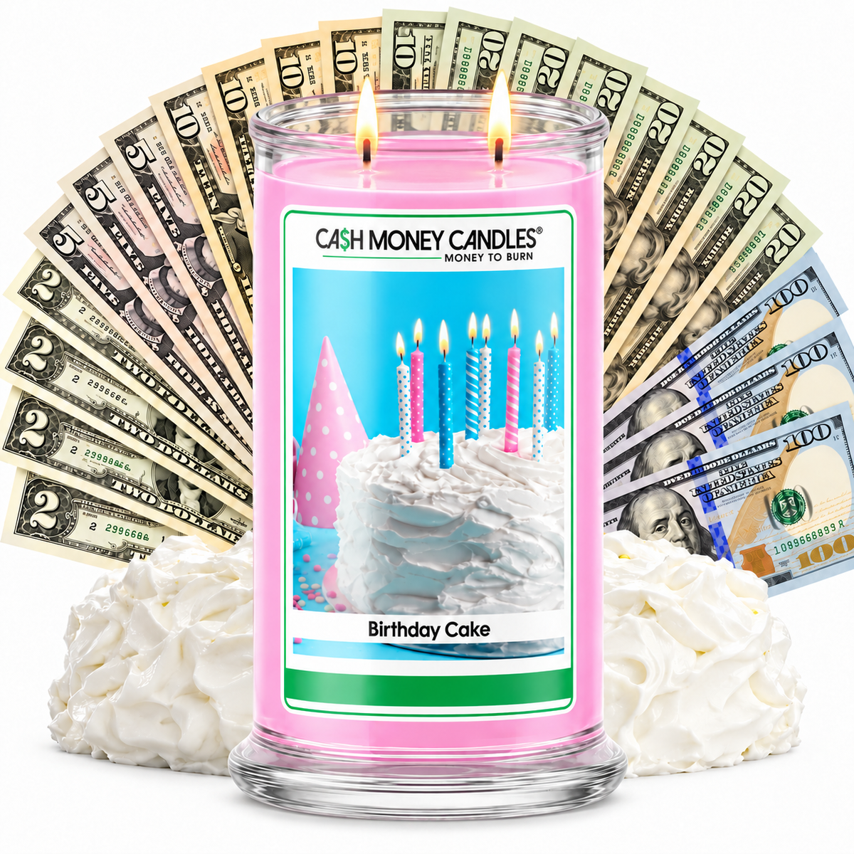 Birthday Cake Cash Money Candle