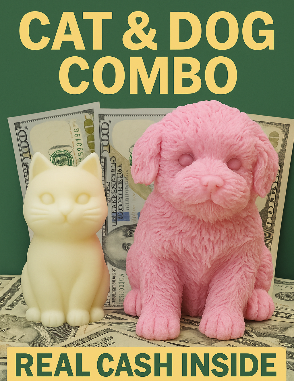 (PET BUNDLE) GIANT DOG CASH WAX MELT AND CUTE CASH WAX MELT COMBO PACK