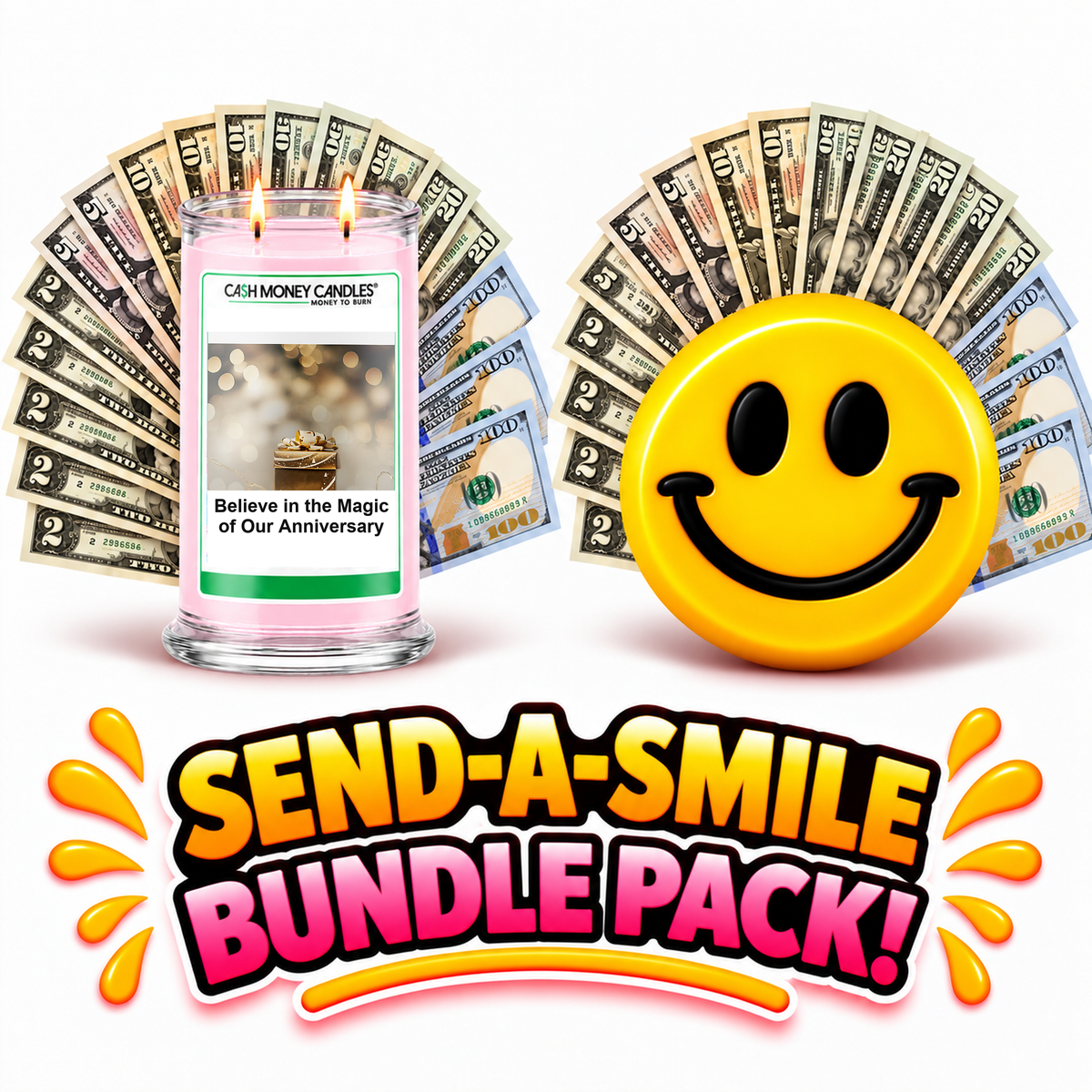 Send-A-Smile! Cash Wax Melt + Believe in the Magic of Our Anniversary Cash Candle Bundle