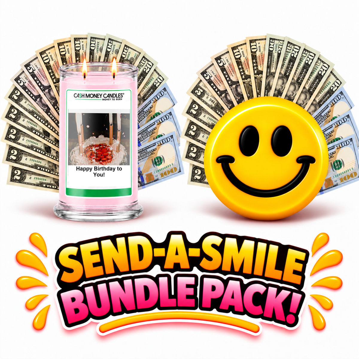 Send-A-Smile! Cash Wax Melt + Happy Birthday to You Cash Candle Bundle