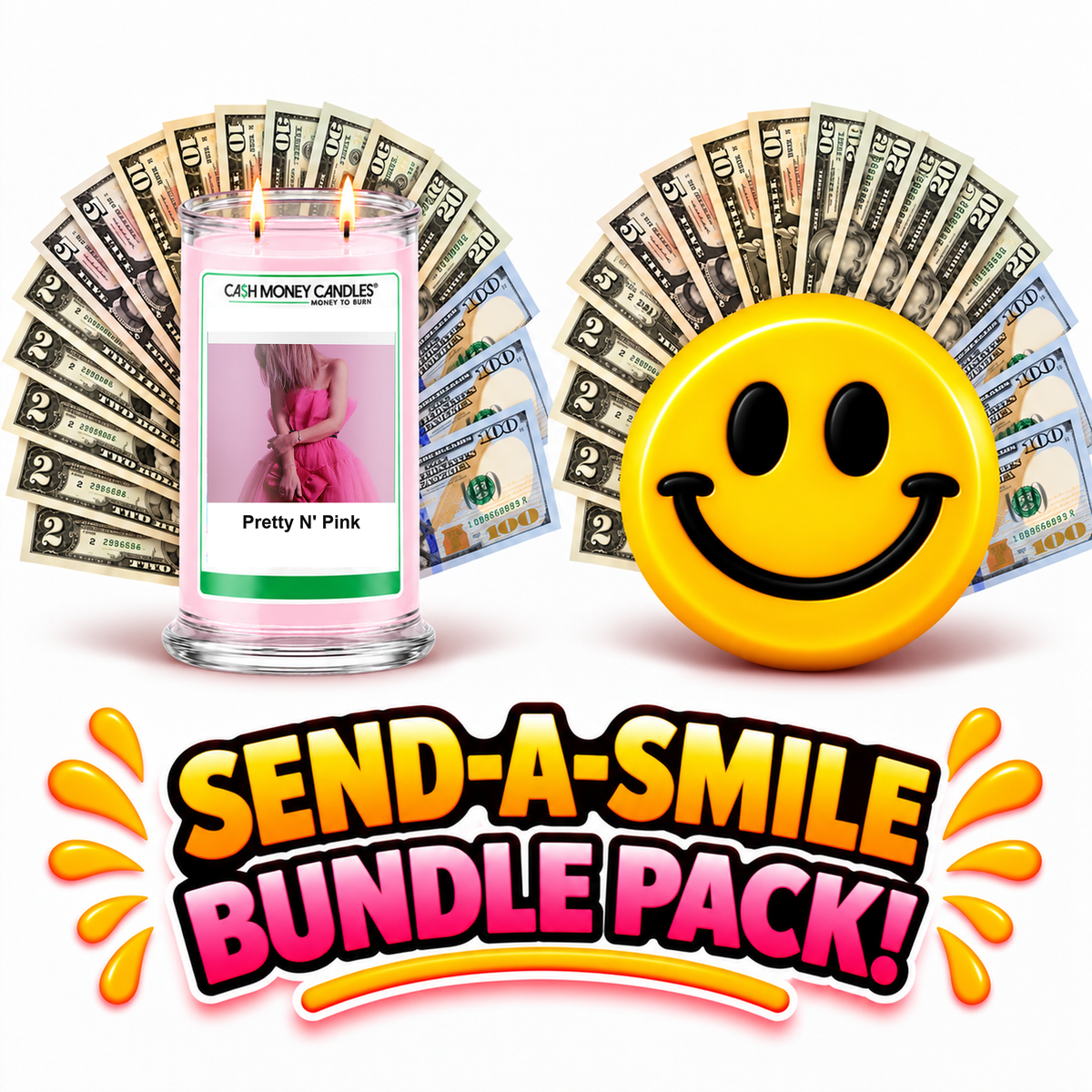 Send-A-Smile! Cash Wax Melt + Pretty N' Pink Cash Candle Bundle