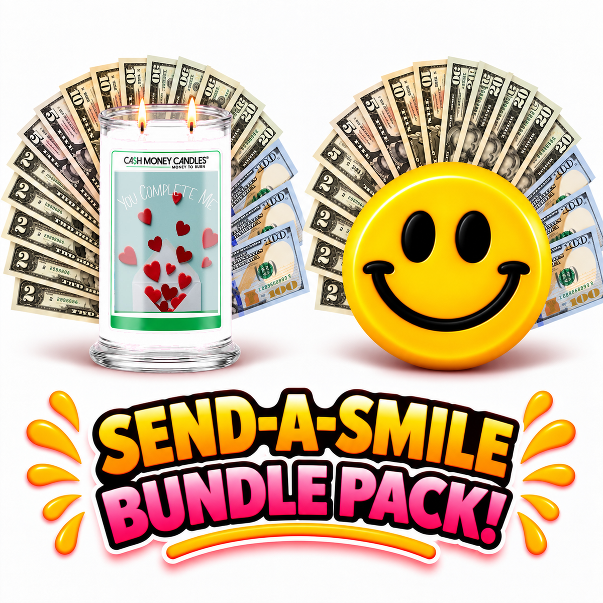 Send-A-Smile! Cash Wax Melt + You Complete me Cash Candle Bundle