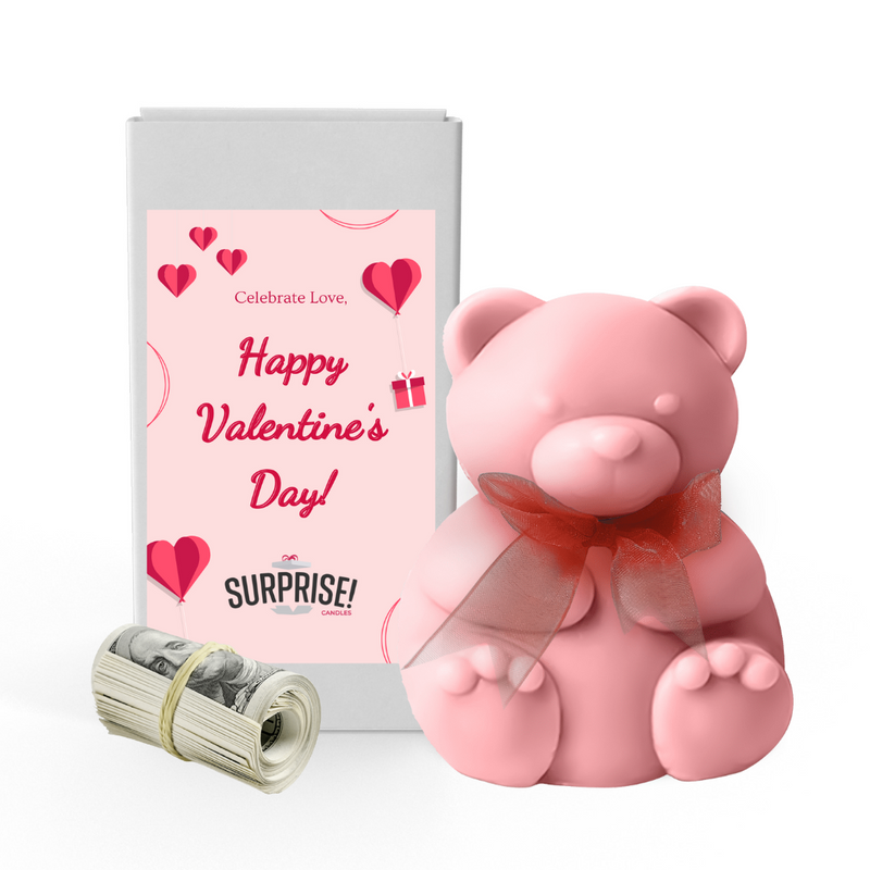 Celebrate Love, Happy Valentine's Day | Valentines Day Surprise Cash Money Bear Wax Melts