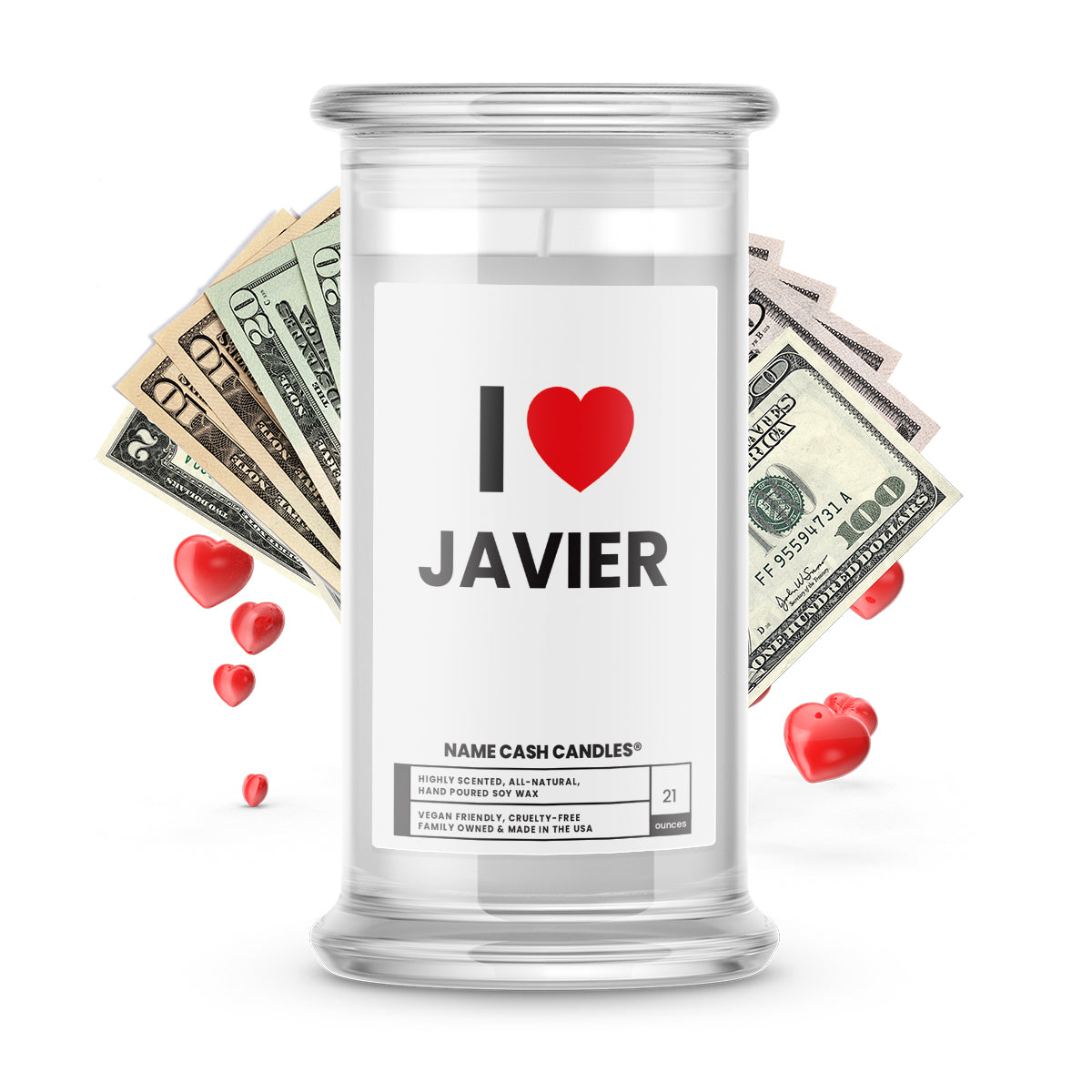 I ❤️ JAVIER | Name Cash Money Candles