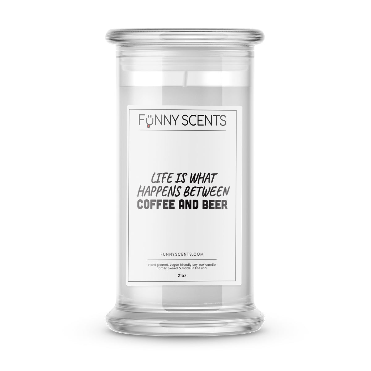 Life is what happens between coffee and beer Funny Candles