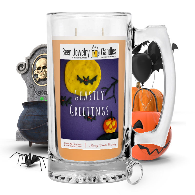 Ghastly greetings Beer Jewelry Candle