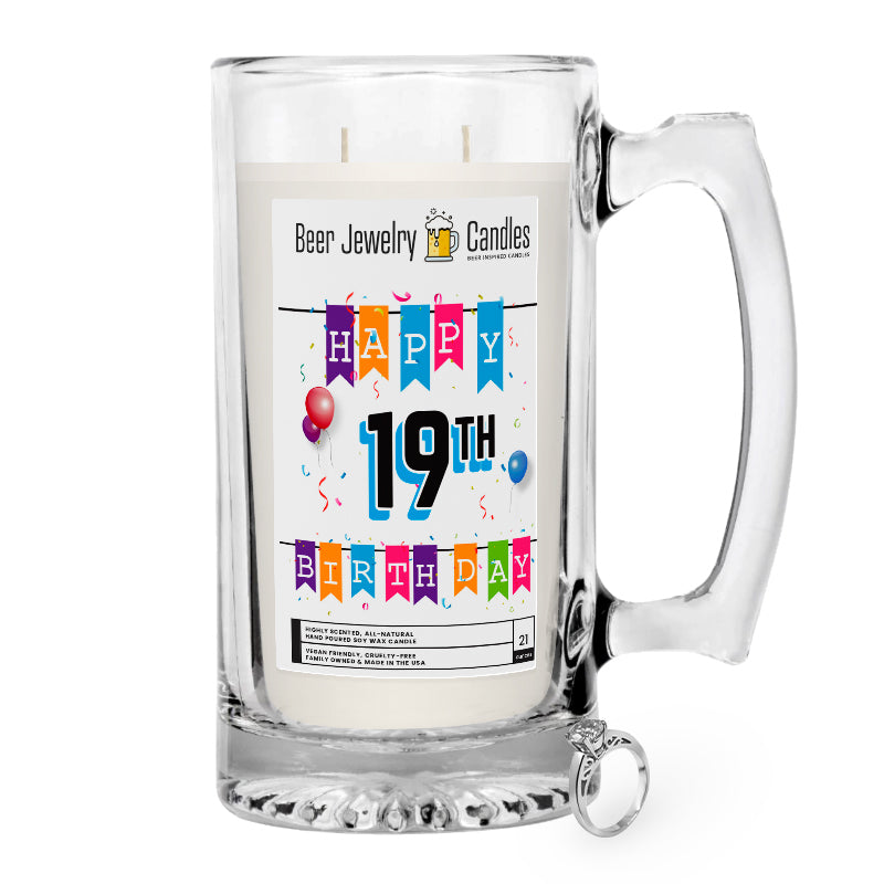 Happy 19th Birthday Beer Jewelry Candle