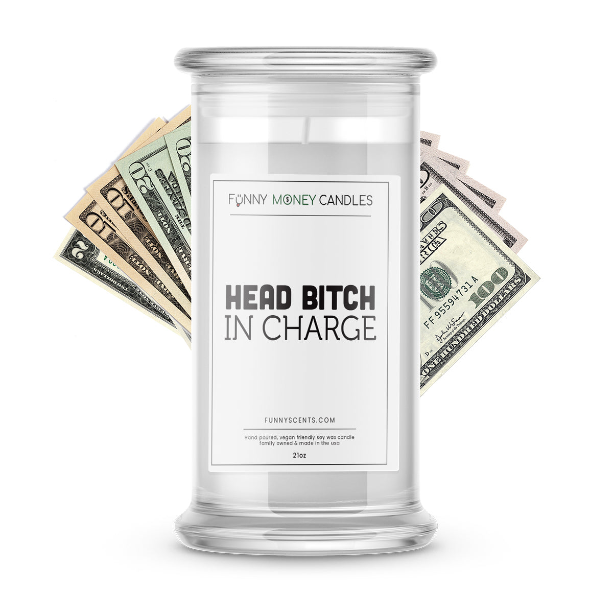 Head Bitch In Charge Money Funny Candles