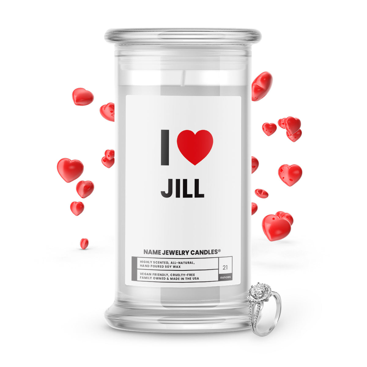 I ❤️ JILL | Name Jewelry Candles