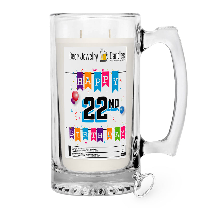 Happy 22nd Birthday Beer Jewelry Candle
