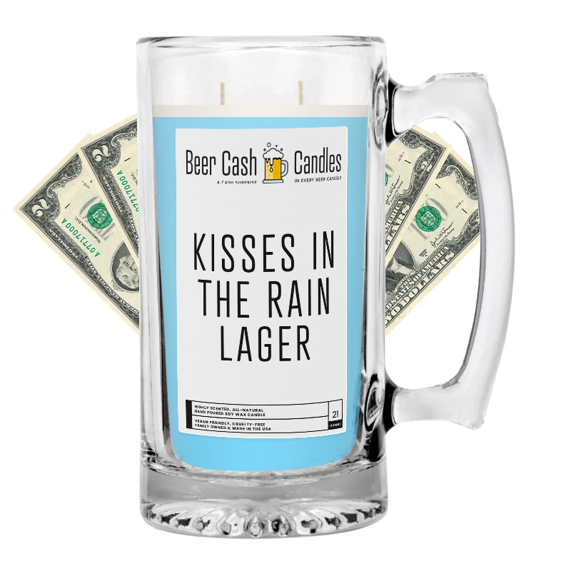 Kisses in the Rain Lager Beer Cash Candle
