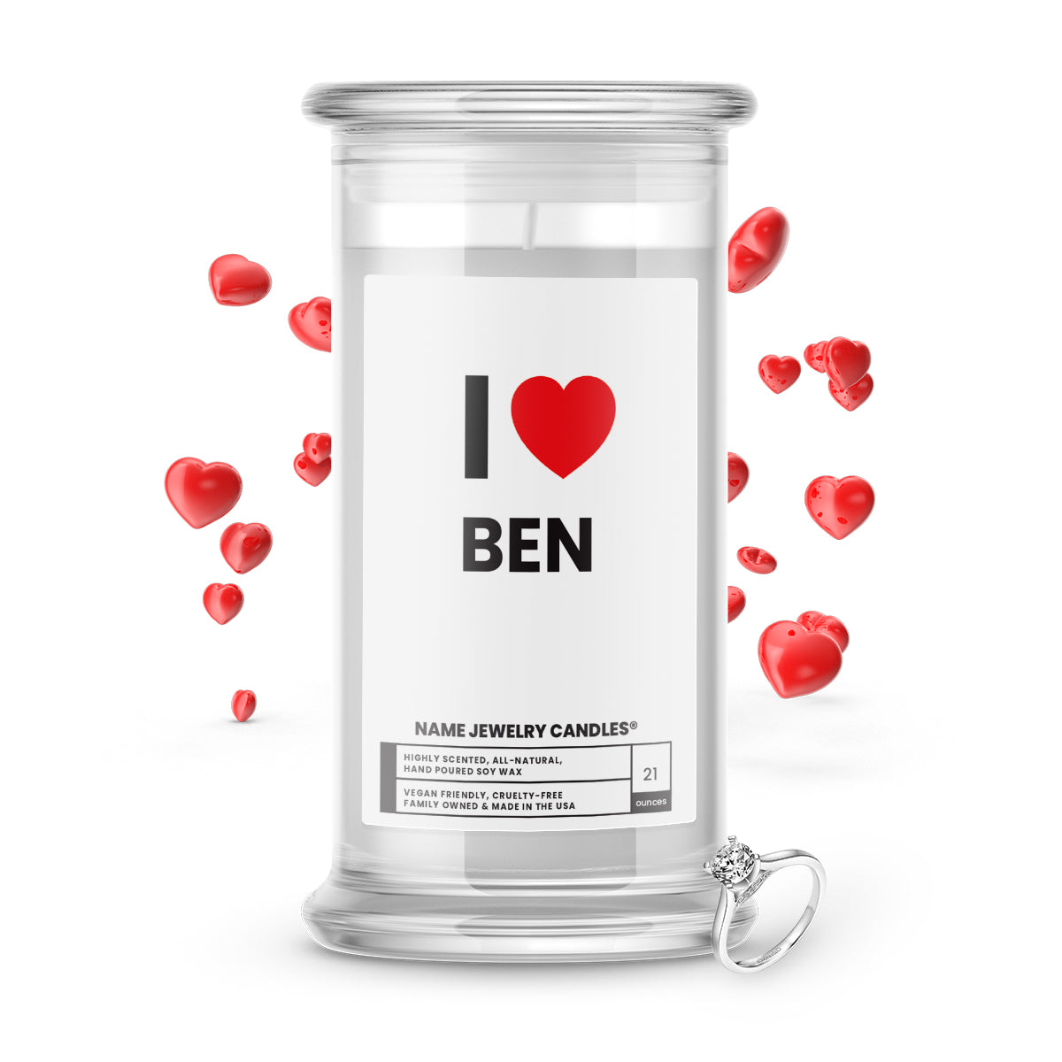 I ❤️ BEN | Name Jewelry Candles