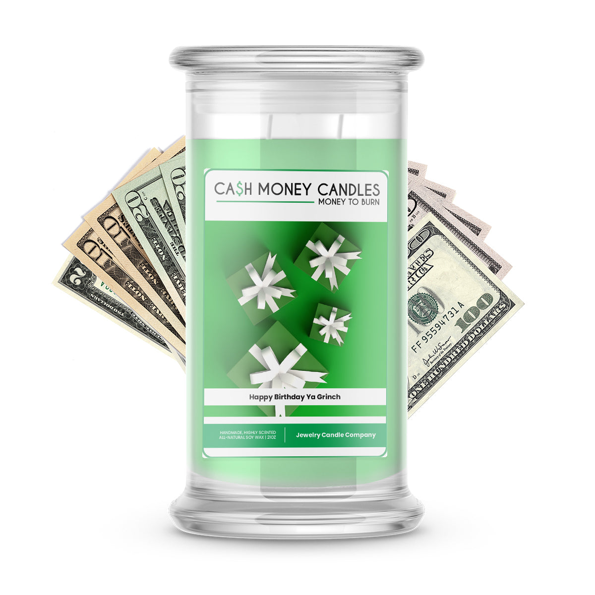 Happy Birthday yo Grinch Cash Candle