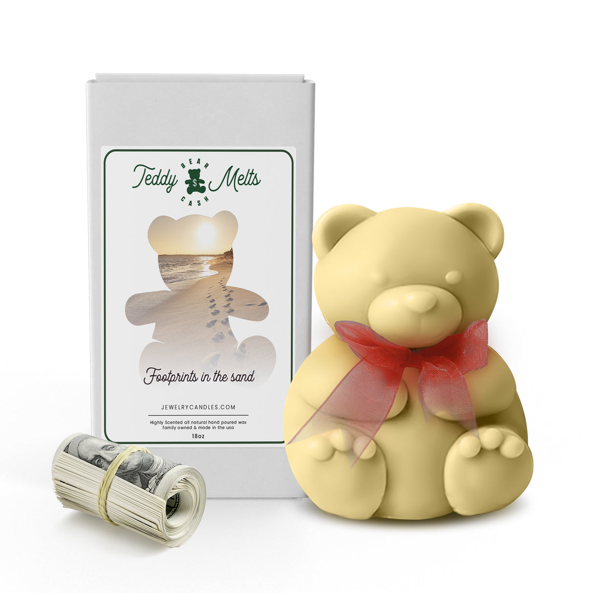Footprints in the sand Cash Money GIANT Teddy Bear Wax Melts