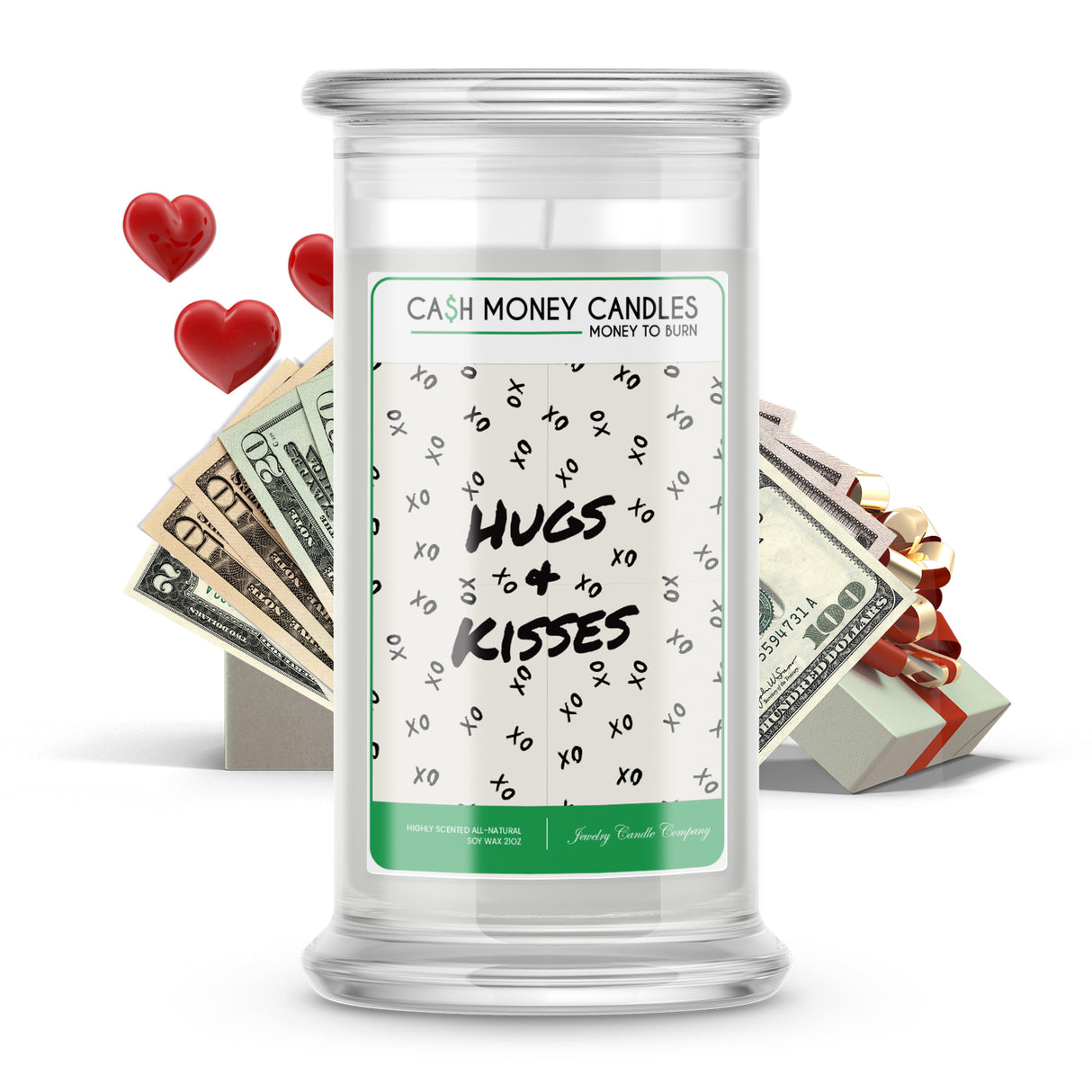 Hugs + Kisses Cash Money Candle