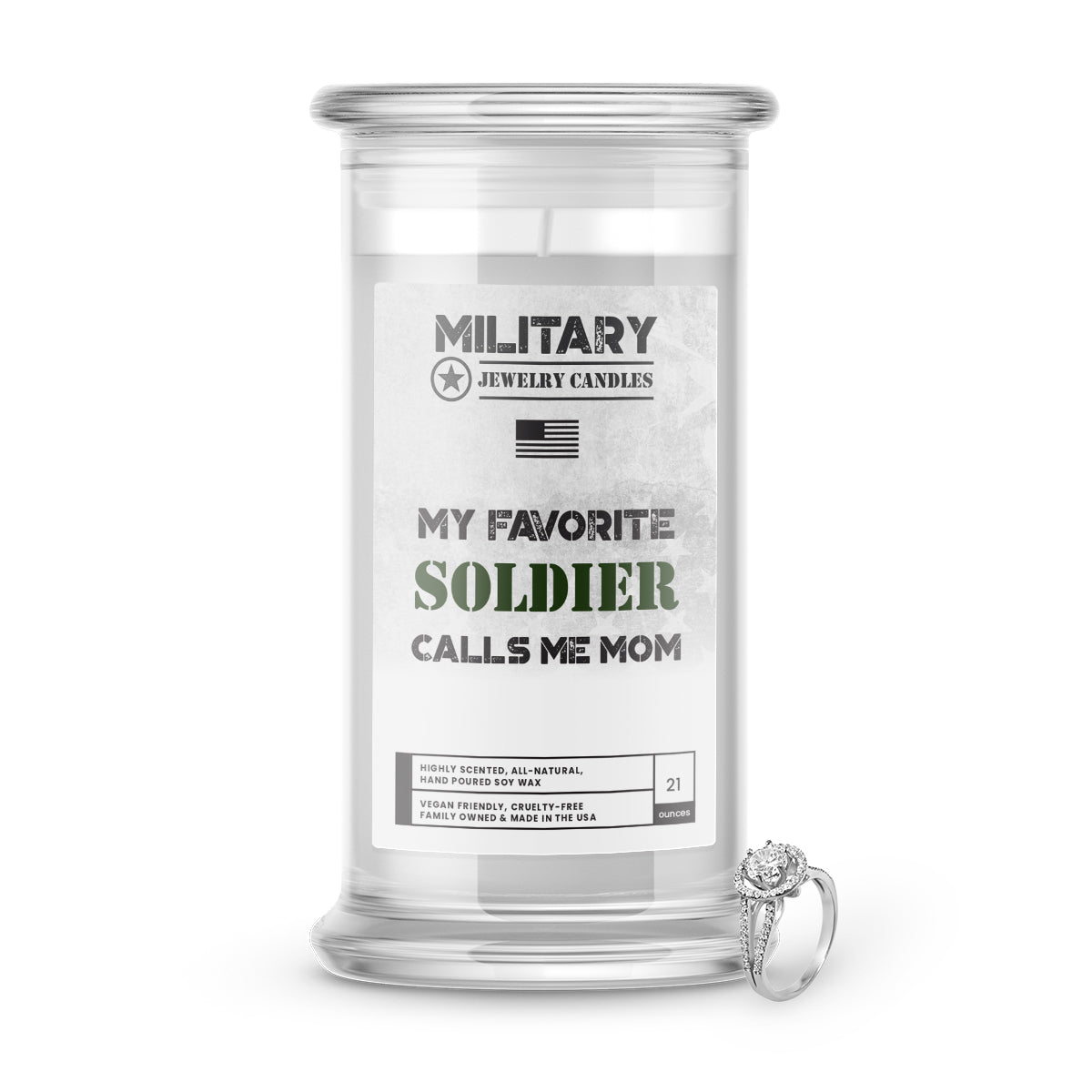 My Favorite SOLDIER Calls me Mom | Military Jewelry Candles