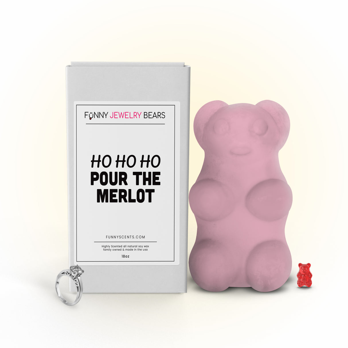 HO HO HO Pour The Merlot Funny Jewelry Bear Wax Melts