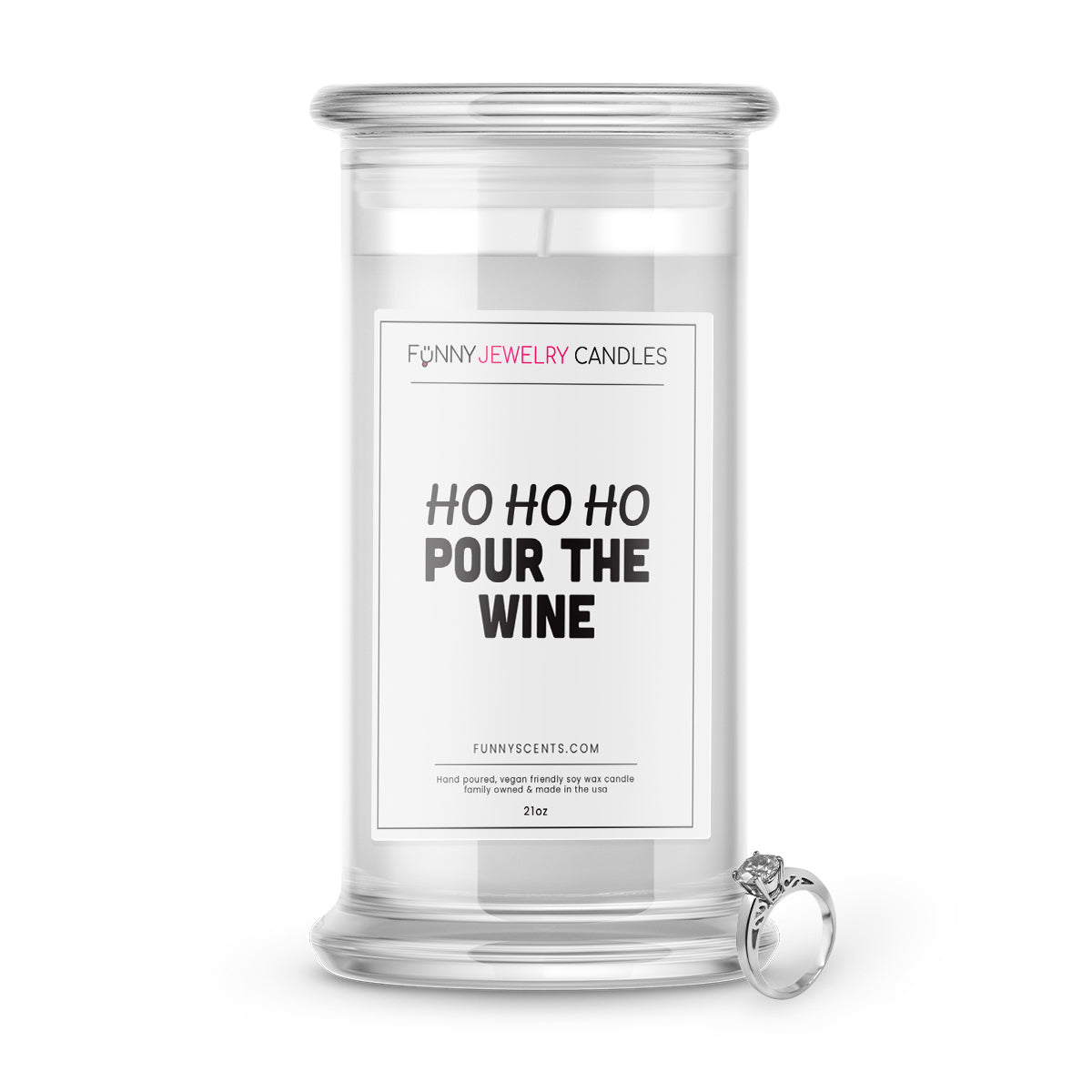 HO HO HO Pour The Wine Jewelry Funny Candles