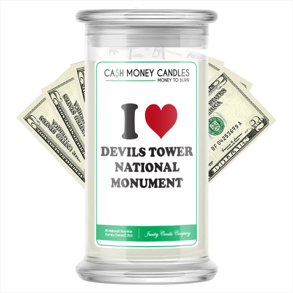I Love DEVILS TOWER NATIONAL MONUMENT Landmark Cash Candles