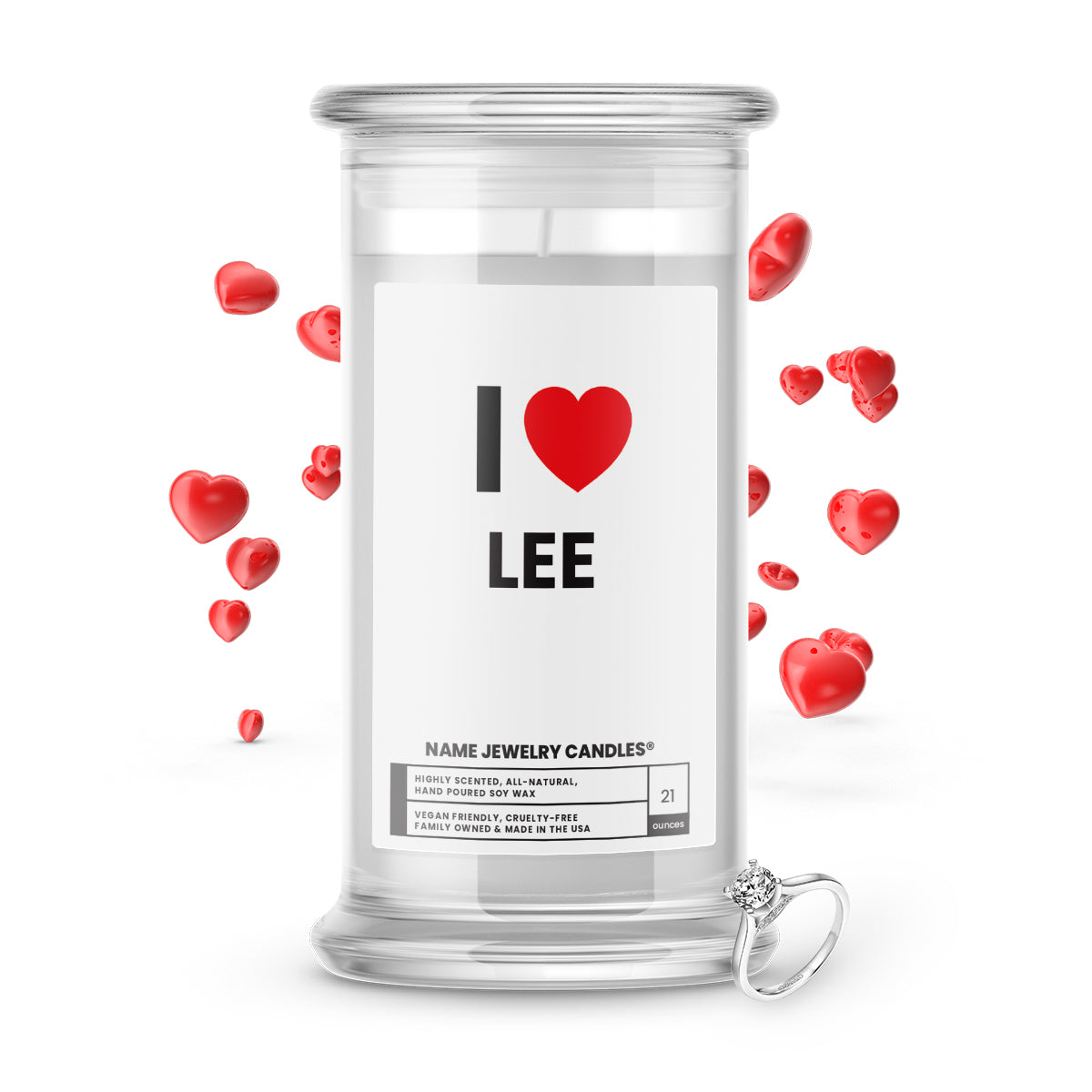 I ❤️ LEE | Name Jewelry Candles