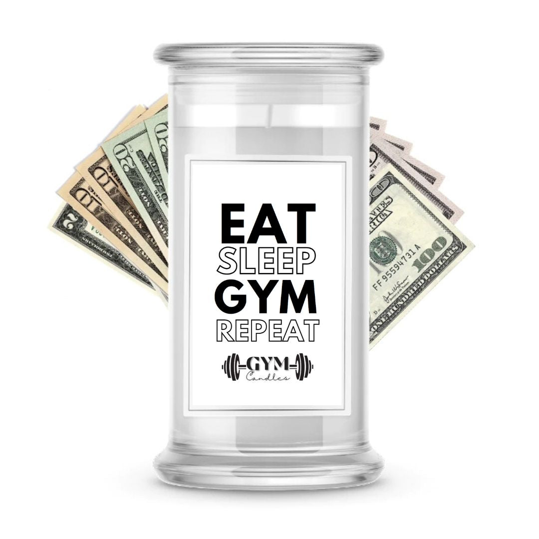 Eat sleep GYM Repeat | Cash Gym Candles