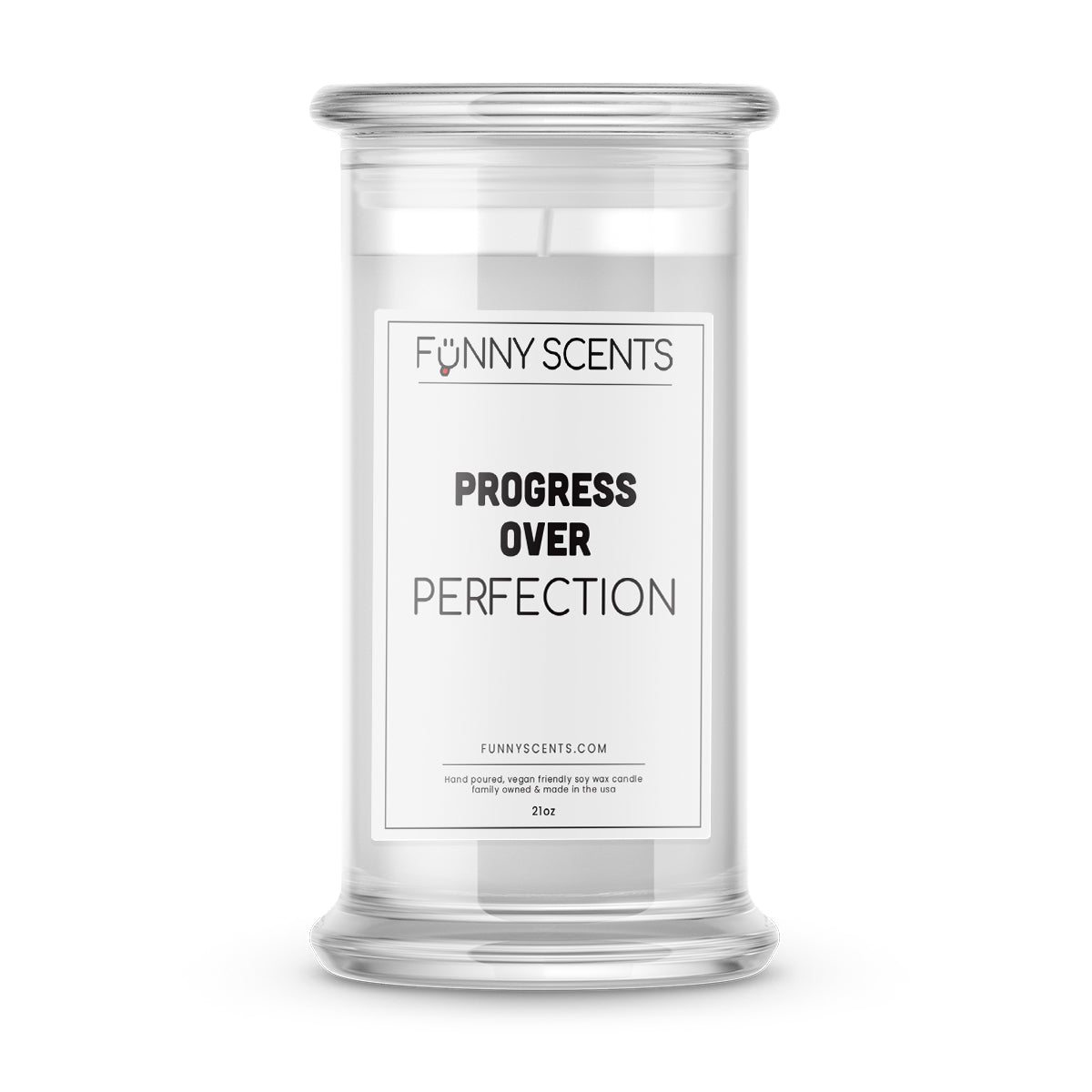 progress over perfection funny candle