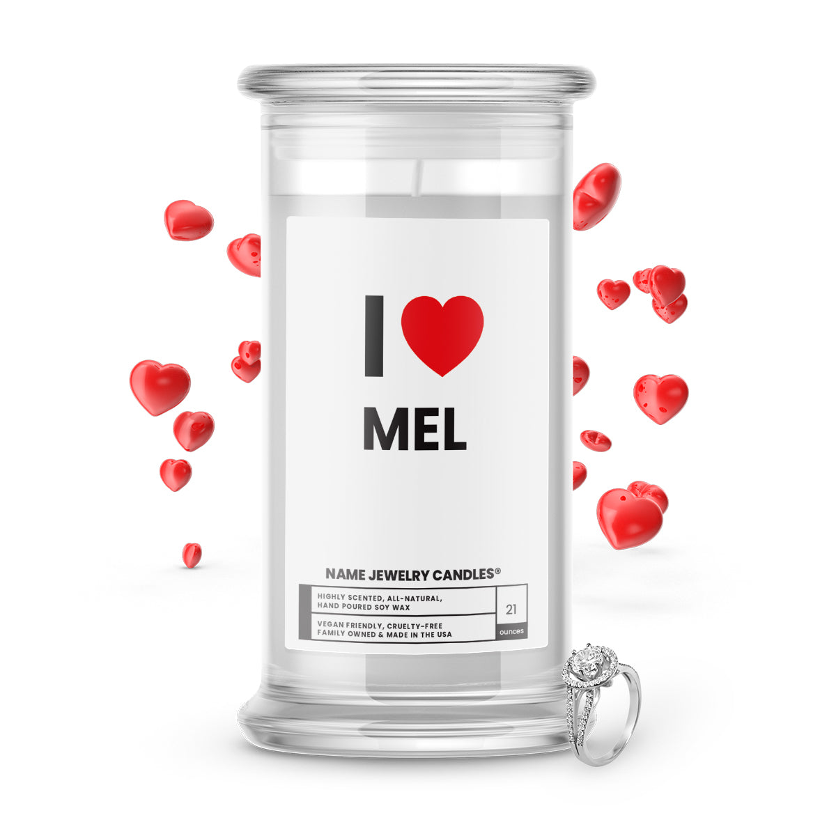 I ❤️ MEL | Name Jewelry Candles
