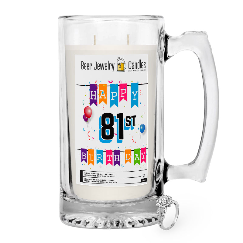 Happy 81st Birthday Beer Jewelry Candle