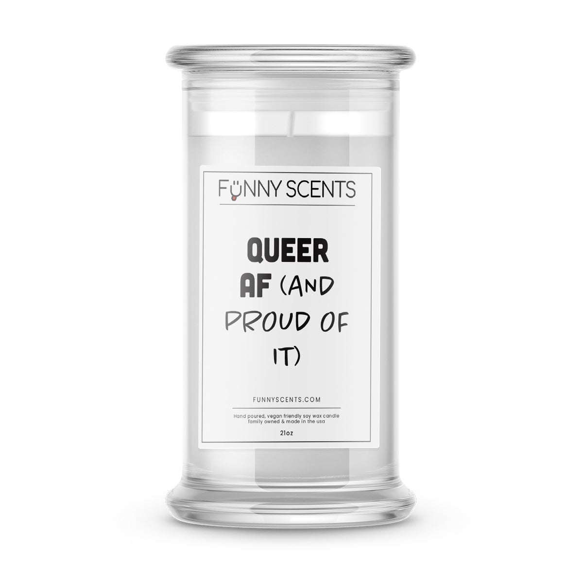 queer af and proud of it funny candle