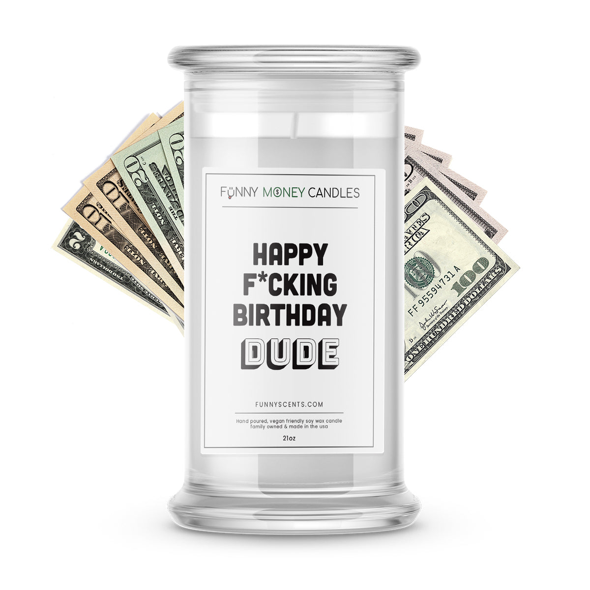 Happy F*cking Birthday Dude Money Funny Candles