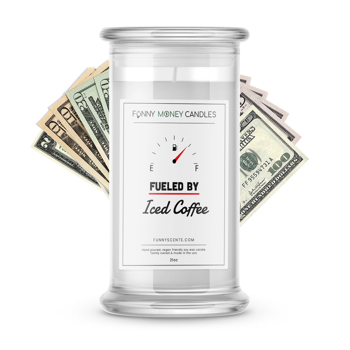 Fueled By Iced Coffee Money Funny Candles