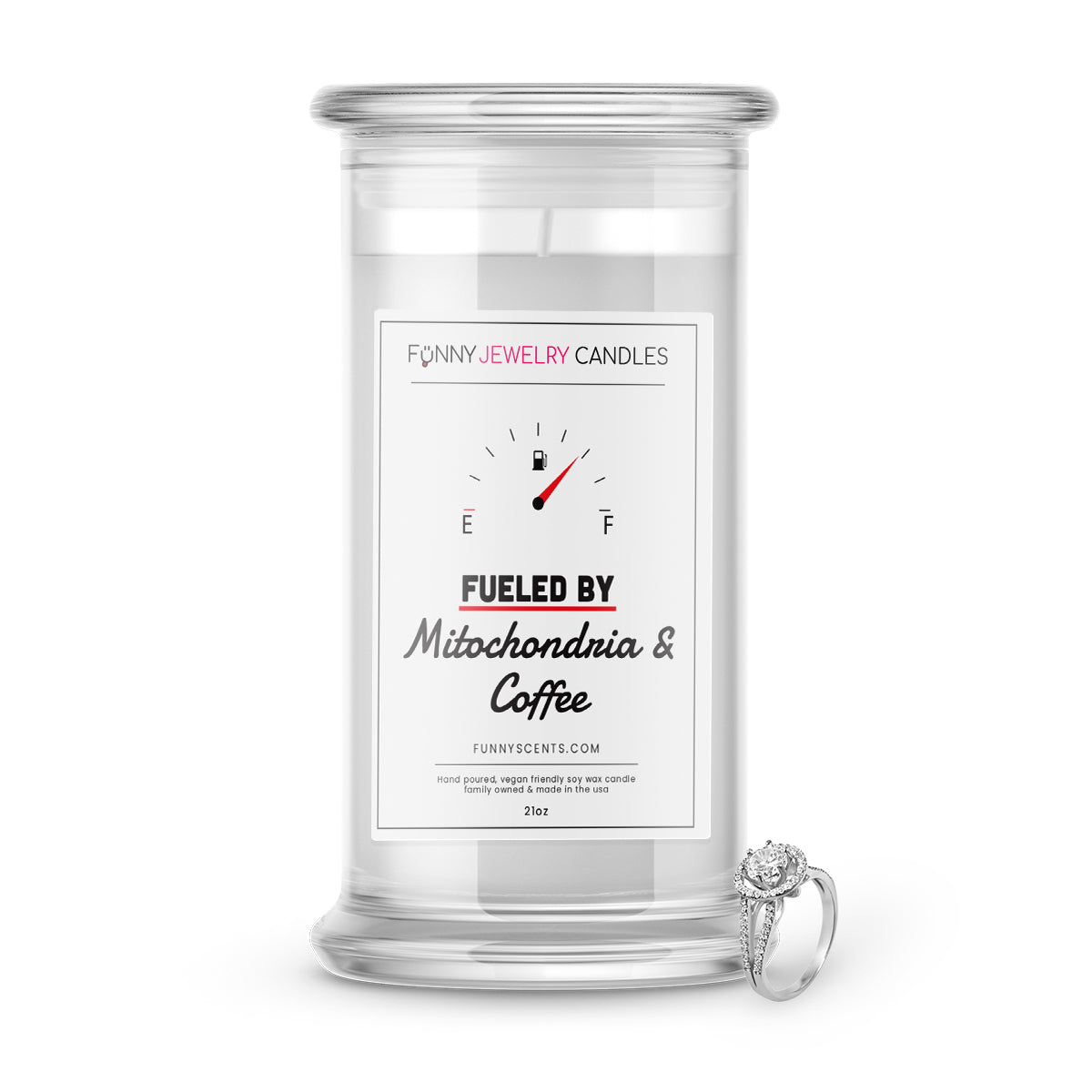 Fueled By Mitochondria and Coffee Jewelry Funny Candles