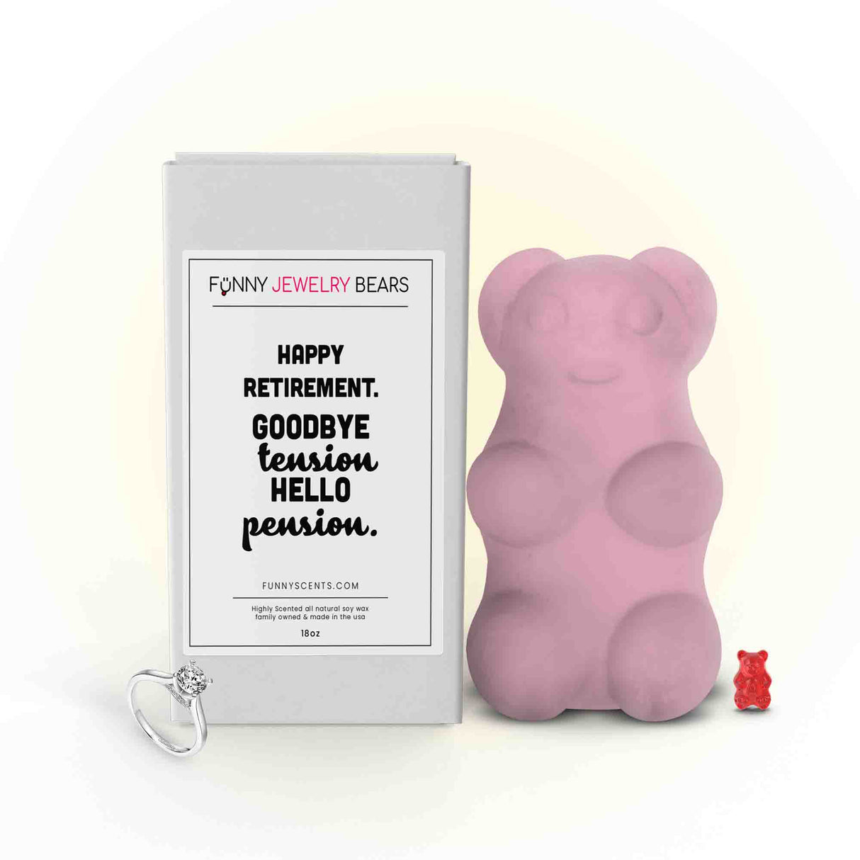 Happy Retirement. Goodbye Tension Hello pension. Funny Jewelry Bear Wax Melts