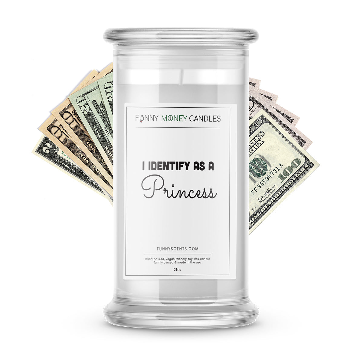 I Identify As a Princess Money Funny Candles