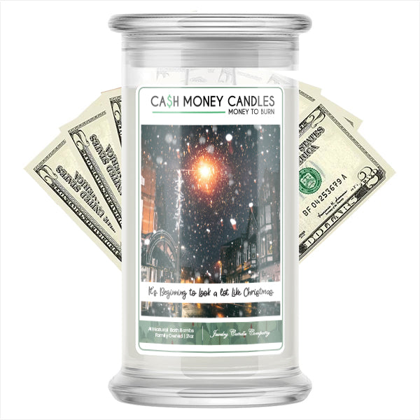 It's Begnning To Look A Lot Like Chrismas Cash Money Candle