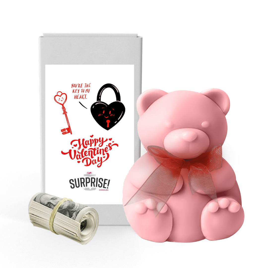 You're the key to my Heart Happy Valentine's Day | Valentines Day Surprise Cash Money Bear Wax Melts