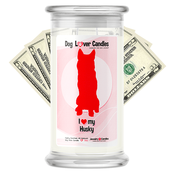 Husky Dog Lover Cash Candle