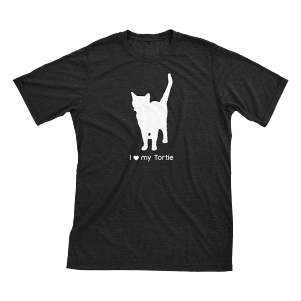 I Love My Tortie | Must Love Cats® White On Black Short Sleeve T-Shirt-Must Love Cats® T-Shirts-The Official Website of Jewelry Candles - Find Jewelry In Candles!