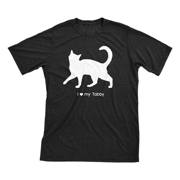 I Love My Tabby | Must Love Cats® White On Black Short Sleeve T-Shirt-Must Love Cats® T-Shirts-The Official Website of Jewelry Candles - Find Jewelry In Candles!