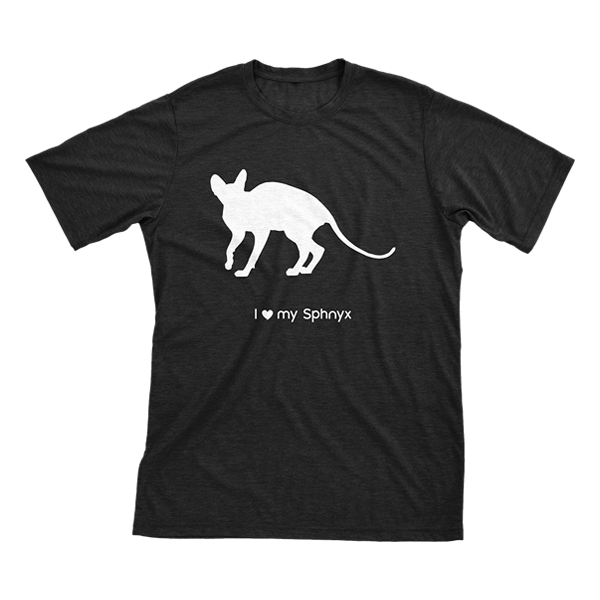 I Love My Sphnyx | Must Love Cats® White On Black Short Sleeve T-Shirt-Must Love Cats® T-Shirts-The Official Website of Jewelry Candles - Find Jewelry In Candles!