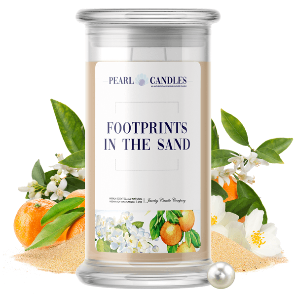 Footprints In The Sand | Pearl Candle®-Pearl Candles®-The Official Website of Jewelry Candles - Find Jewelry In Candles!