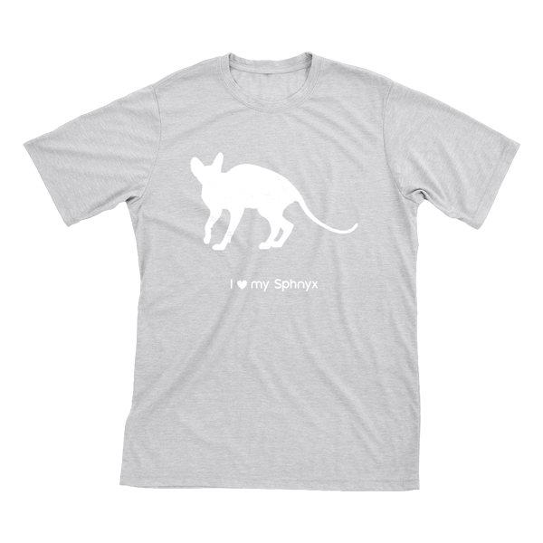 I Love My Sphnyx | Must Love Cats® White On Heathered Grey Short Sleeve T-Shirt-Must Love Cats® T-Shirts-The Official Website of Jewelry Candles - Find Jewelry In Candles!