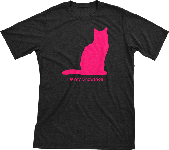 I Love My Snowshoe | Must Love Cats® Hot Pink On Black Short Sleeve T-Shirt-Must Love Cats® T-Shirts-The Official Website of Jewelry Candles - Find Jewelry In Candles!