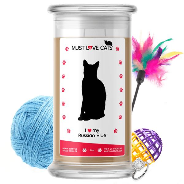 I Love My Russian Blue | Must Love Cats® Candle-Must Love Cats® Candle-The Official Website of Jewelry Candles - Find Jewelry In Candles!