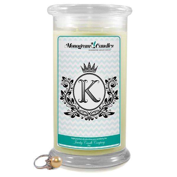 Letter K Monogram Candles-Monogram Candles-The Official Website of Jewelry Candles - Find Jewelry In Candles!