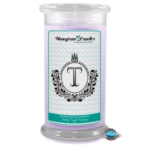 Letter T Monogram Candles-Monogram Candles-The Official Website of Jewelry Candles - Find Jewelry In Candles!