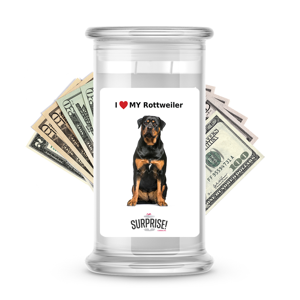 I ❤️ My Rottweiler | Dog Surprise Cash Candles