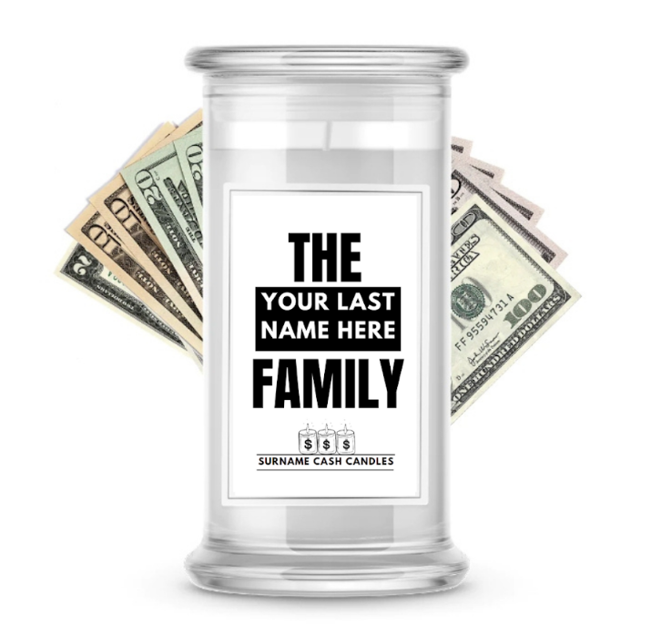 PERSONALIZED SURNAME CASH CANDLES | Surname Cash Candles