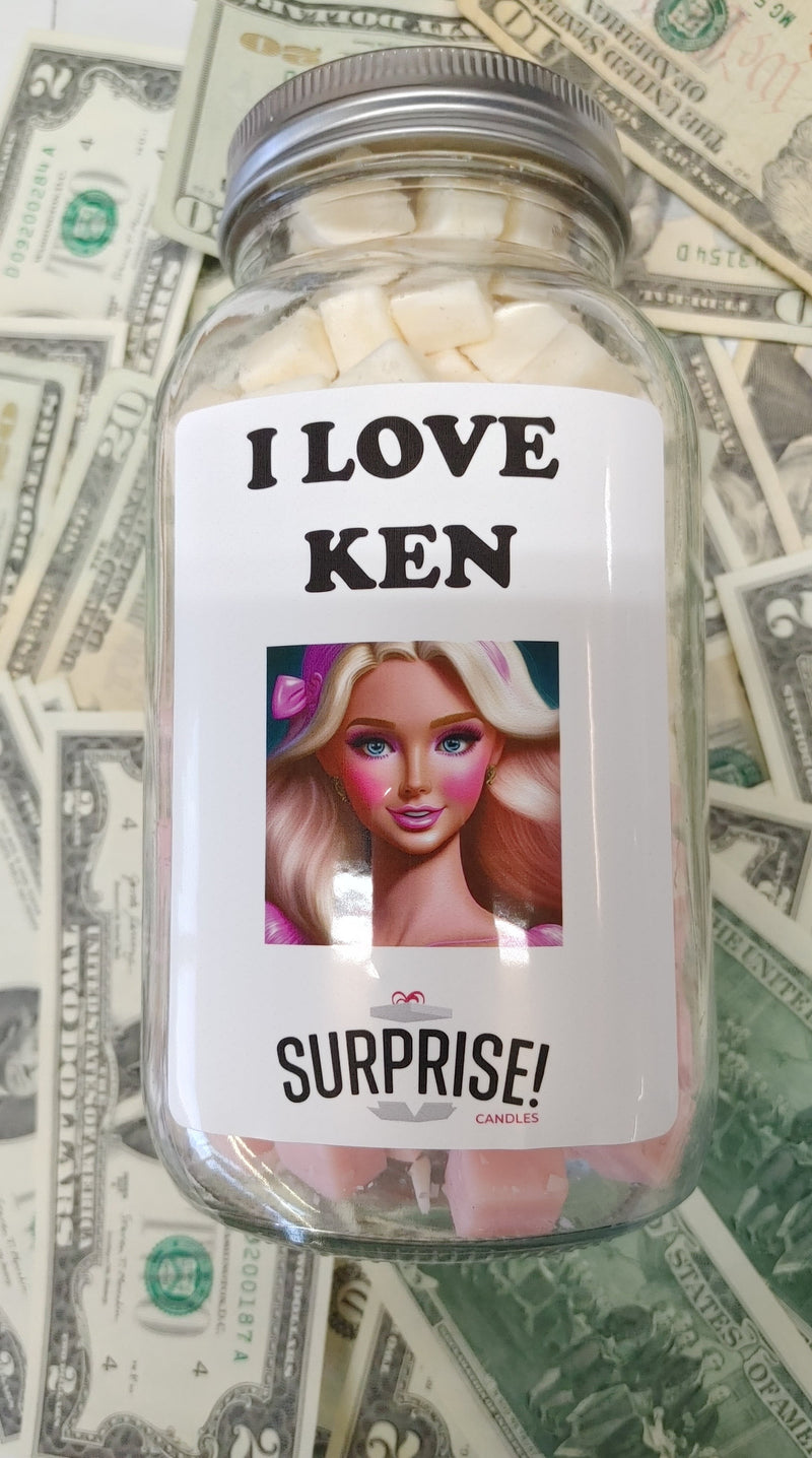 Barbie Inspired,  I Love Ken Cash Mason Jar Wax Melts